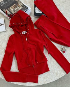 Ensemble deux pièces décontracté pour femmes, veste zippée et pantalon de survêtement, ensemble de jogging à capuche en deux pièces, vêtements pour femmes - Product Image 3