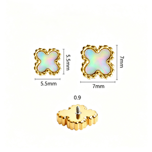 Bijou de piercing corporel tendance en titane ASTM F136, motif trèfle, avec tige à dos plat et filetage interne - Product Image 2