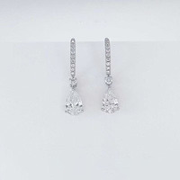 Boucles d'oreilles pendantes minimalistes en platine Pt950 avec diamant de laboratoire taille poire classique, pour femme, bijoux fins