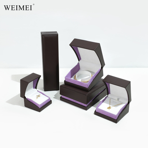 WEIMEI-Joyero con Tapa Curva, Color Marrón Púrpura, Cuero y Terciopelo para Empaquetado de Pendientes y Anillos - Product Image 1