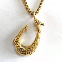Viking Mermaid Collection 316 acier inoxydable Fine Fashion PVD or hameçon Viking pendentif collier avec chaîne à maillons