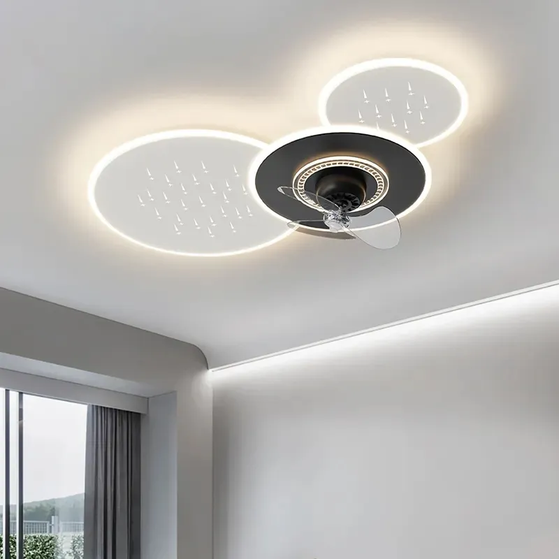 Hareketli kafa dekoratif tavan vantilatörü kristal Fan lambası avrupa Fan avize ile entegre ev tavan yatak odası