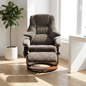 <span class=keywords><strong>Poltrona</strong></span> Reclinabile in Pelle PU con Telaio in Legno, Sedia Girevole con Massaggio per Esterni, Villa, Sala <span class=keywords><strong>da</strong></span> Pranzo e Palestra - Product Image 1