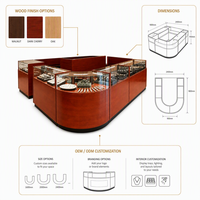 Comptoir d'exposition de bijoux en bois sur mesure avec vitrine en verre et éclairage LED pour les magasins de bijoux en gros