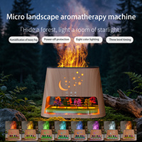 Diffuseur de micro-paysage à flamme simulée 3D, 260 ml, lumière LED à 8 couleurs changeantes, humidificateur d'huiles essentielles pour voiture et bureau