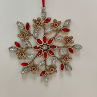 Maßgefertigte Premium Handarbeit Personalisierte Ungiftige Metall Weihnachtsbaum-Anhänger Schneeflocke Mehrfarbiger Kristall Umweltfreundlicher Feiertagsdekoration