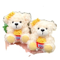 HECION 10CM Adorable Porte-clés Ours en Peluche Popcorn Caramel Délicieux pour Décoration de Sac
