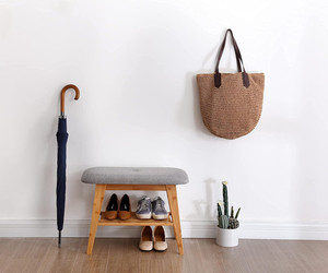 <span class=keywords><strong>Banc</strong></span> à <span class=keywords><strong>chaussures</strong></span> en bambou avec coussin, étagère de <span class=keywords><strong>rangement</strong></span> à 2 niveaux pour entrée et couloir, organiseur de <span class=keywords><strong>chaussures</strong></span> - Product Image 5