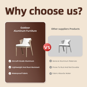 Kursi Makan Kayu Jati dan Rotan yang Tahan Lama dengan Bantalan Tahan Segala Cuaca dan Pengeringan Cepat untuk Teras Restoran dan Resor - Product Image 3