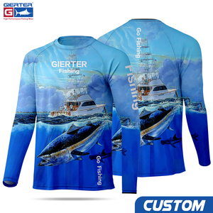 قمصان صيد طويلة الأكمام للجنسين بعامل حماية من الأشعة فوق البنفسجية 50، سريعة الجفاف وقابلة للتنفس، مطبوعة حسب الطلب بشعار مخصص، ملابس صيد التونة بالجملة - Product Image 1