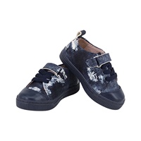 CHOOZII Nouvelle Arrivée Baskets Enfant en Cuir Imprimé Denim Bleu Vintage avec Fermeture Velcro Simple et Lacets – Chaussures Décontractées Quotidiennes pour Filles