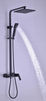 Système de douche mural moderne 3 voies, corps en laiton massif, cartouche céramique, douchette pluie et à main, kit avec tuyau PVC 1,5 m couleur assortie, pour hôtel