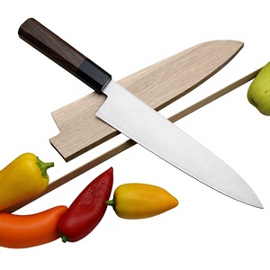 Cuchillo de chef hecho a mano con hoja de acero inoxidable, mango de madera y funda de cuero, cuchillo para exteriores. - Product Image 1