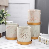 Pots en céramique cylindriques émaillés personnalisés, légers, durables, écologiques, modernes, kits de repiquage pour plantes