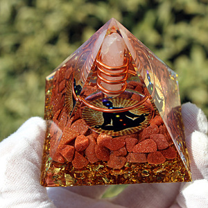 Crystal Epoxy Pyramid With White Crystal Pillar Red Gold <b>Sand</b> Internal Engraving Home <b>Decoration</b> Desktop Ornament - Product Image 4