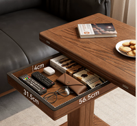 Table basse pliante en bois avec espace de rangement relevable, roulettes pivotantes, moderne, pour petit appartement, table d'appoint ovale pour salon CJ072