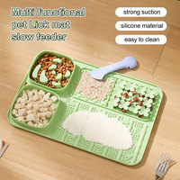 Tapis de léchage en silicone à double bol multi-zones avec ventouse pour l'alimentation lente des chiens et l'enrichissement en croquettes humides