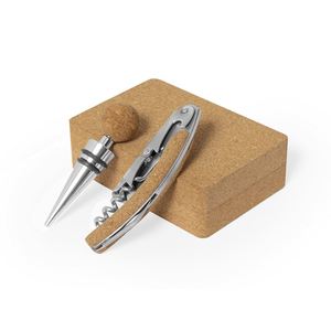Ensemble tire-bouchon et bouchon de vin en acier inoxydable avec gravure de logo OEM, fermeture magnétique, pour bar à boissons, en étui en liège, vente en gros - Product Image 1