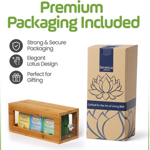 Bamboo Tea Bag Storage Box With Acrylic <b>Drawer</b> <b>Sliding</b> Design For Kitchen Desktop Organization - Product Image 4
