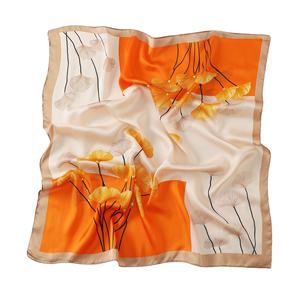 थोक बड़े सैटिन स्कार्फ महिलाओं के लिए कस्टम लोगो डिजिटल प्रिंट लक्जरी नकल रेशम के स्कार्फ - Product Image 1