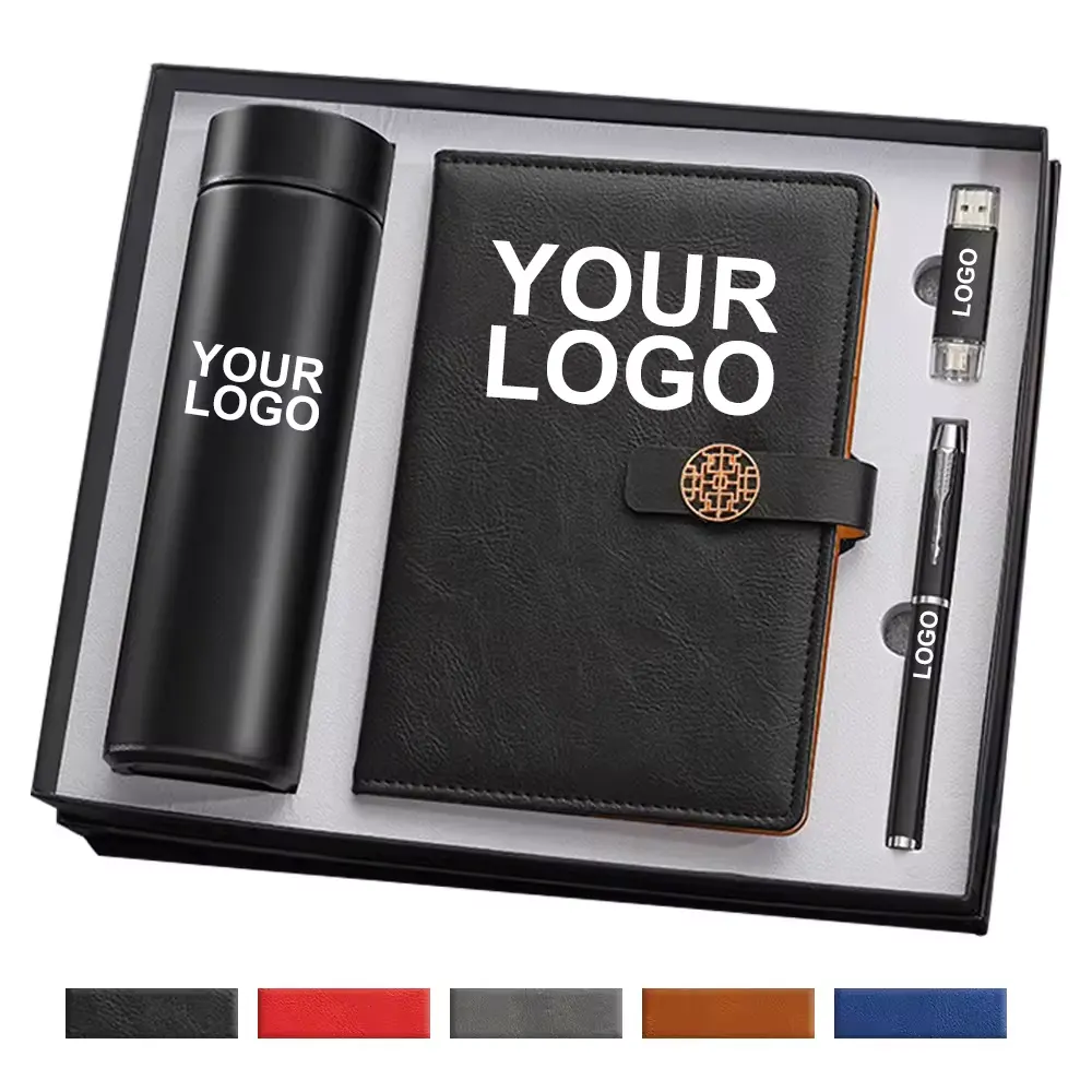 Conjunto de brindes premium barato para ideias de novos produtos 2024, item promocional personalizado com logotipo, copo e caderno, conjunto de presente corporativo