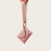 Porte-clés en cuir Lanière de poignet à la mode Porte-cartes de crédit Portefeuille mince minimaliste Pochette de clés personnalisée