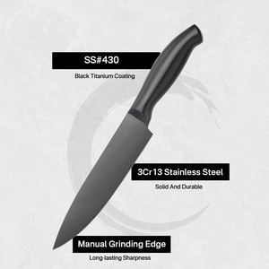 طقم مطبخ من الفولاذ المقاوم للصدأ الأسود مكون من خمس قطع، سكاكين احترافية للشيف من الفولاذ المقاوم للصدأ، سكاكين تقطيع وتقشير ومتعددة الاستخدامات بمقبض مجوف - Product Image 6