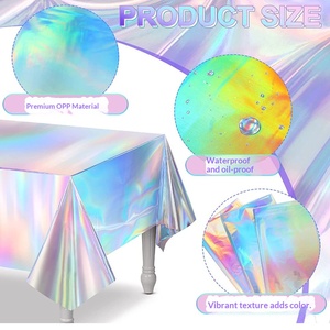 Laser Rainbow Theme Party <b>Tablecloth</b> Disposable <b>Tablecloth</b> Decoration Supplies Wedding Birthday Supplies Festival Gift - Product Image 1