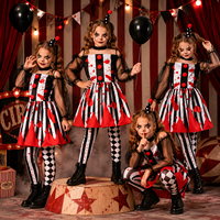Costume de clown pour enfants en polyester à pois et rayures imprimées, amusant et effrayant pour la fête des enfants, la danse ou les fêtes costumées