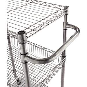 Alera 28w X 16d X 39h Three-Tier Wire Rolling <b>Utility</b> <b>Cart</b> Black Anthracite - Product Image 3