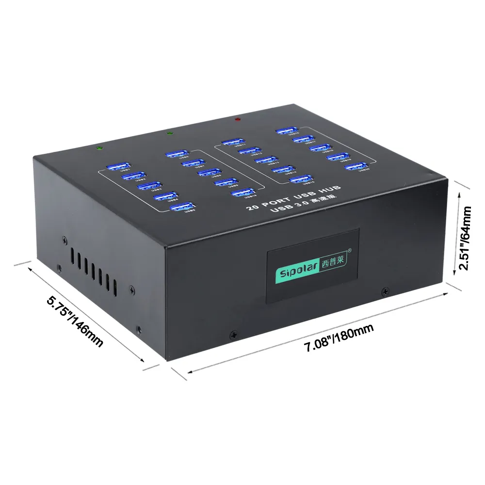 Sipolar 최고의 품질 a-213P 산업용 내장 100-240V 110W 전원 어댑터 고속 5Gbps 20 포트 USB 허브 3.0