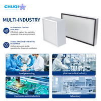 Unit Filter Hepa Mini Pleat Media Serat Mikro Kaca Rangka Aluminium OEM Kelas H13 H14 untuk Ruang Bersih Semikonduktor
