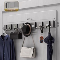 Porte-manteau multifonctionnel invisible en bambou pour salle de bain, cuisine, salon, entrée, armoire, pliable, pour manteaux, chapeaux et vêtements