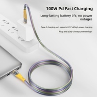 Kabel Data USB-C 2.0 PD 100W Transparan Berwarna dengan Lampu Indikator untuk Smartphone, Tablet, Laptop