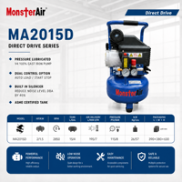 Mini compresseur d'air à piston industriel compact et portable, 2HP, réservoir de 24L, haute performance, entraînement direct