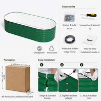 Bac à potager ovale surélevé en acier Aluzinc vert clair 4x2 pieds, jardinière modulaire en métal pour l'horticulture commerciale