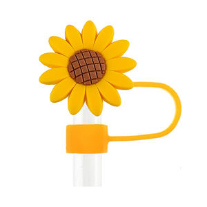 Embouts de paille anti-poussière réutilisables en silicone personnalisés pailles à boire bouchon fleur <span class=keywords><strong>marguerite</strong></span> paille Topper Charms Cover Tumbler Topper - Product Image 2