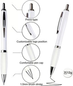 New <b>Color</b> White Aluminum Soft Rubber Metal Custom Ballpoint <b>Pens</b> With Stylus Branded Logo - Product Image 3
