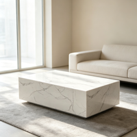 Table basse moderne en marbre avec plateau à motif marbré blanc, durable pour salon, appartement, hôtel et salle à manger