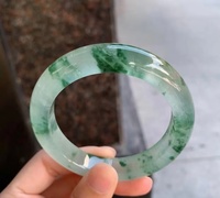 Gelang besar giok bunga mengambang es langka gelang besar kualitas tinggi barang murni alami gelang giok Handring sendok perhiasan bagus sempurna untuk wanita