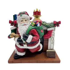 Lâmpada led personalizável escultura de Papai Noel em resina decoração de mesa