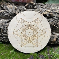 Grille en bois de 10 cm gravée au laser, géométrie sacrée, plaque en bois, équilibre des chakras, décoration bohème pour la maison