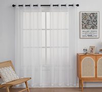 Rideau en mousseline de soie blanc et noir, voile de luxe, tissu en tulle, rideaux transparents pour le salon