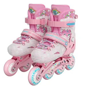 儿童旱冰鞋专业制造商直排式旱冰鞋定制闪光男童女童户外旱冰鞋