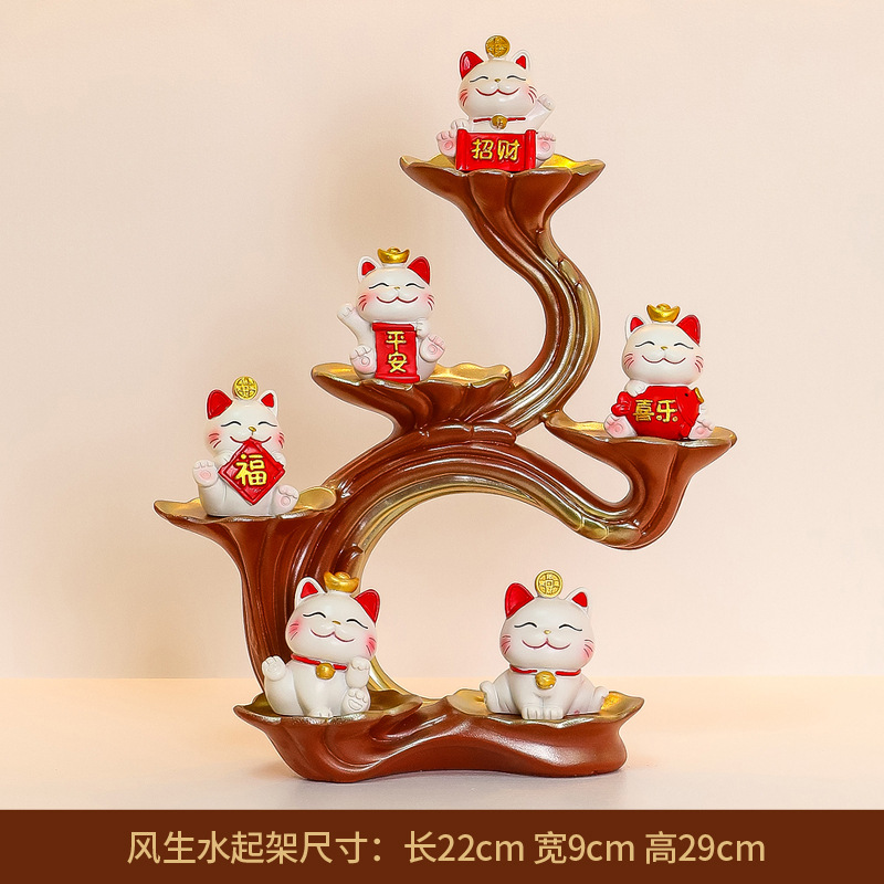 Juego de 6 piezas Lucky Cat [A] - Feng Shui trae prosperidad