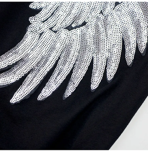 Summer <strong>Women</strong> <strong>Sequin</strong> <strong>Tops</strong> T-shirt Slim Fit t Shirt Custom logo Angel wings Tshirt for Ladies - Product Image 5