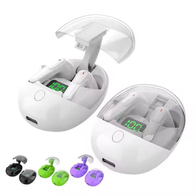 PRO ONE Mini Wireless Earbuds Stylish Transparent Charging Case Sports Music Earphone Waterproof LED Power Display Touch Control