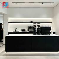 Comptoir de café minimaliste noir, comptoir de café commercial, kiosque de café