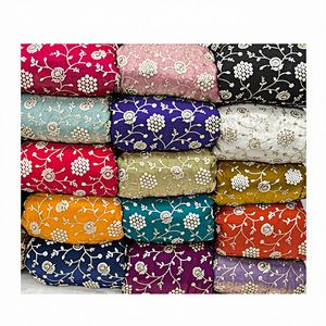 Premium Fendy Georgette Warp Knitted <b>Fabric</b> for Wedding Apparel & Accessories Boys & Girls Medium <b>Weight</b> Embroidered Beads Work - Product Image 1