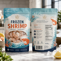Sacs d'emballage personnalisés en plastique pour aliments surgelés, refermables, à fond plat, avec fermeture éclair, pour fruits de mer et crevettes